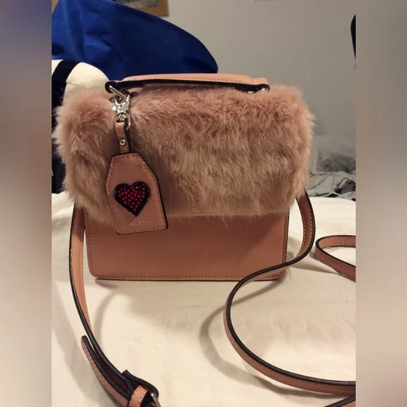Aldo pink fur bag hotsell